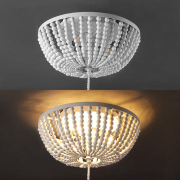 Allison 15" Wood Beaded/Metal LED Flush Mount
